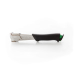 Premium-Hammertacker mit innovativem Ladesystem zum schnellen Befestigen von Dach- und Isoliermaterialien auf der Baustelle.