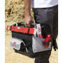 Robuste Werkzeugtasche mit wasserdichter Bodenschale aus Kunststoff zum Transport von Werkzeug und Kleinteilen.