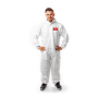Weißer Chemikalienschutzoverall PROFI mit Reissverschluss und Kapuze für Entsorgungs-, Schleif- und Reinigungsarbeiten