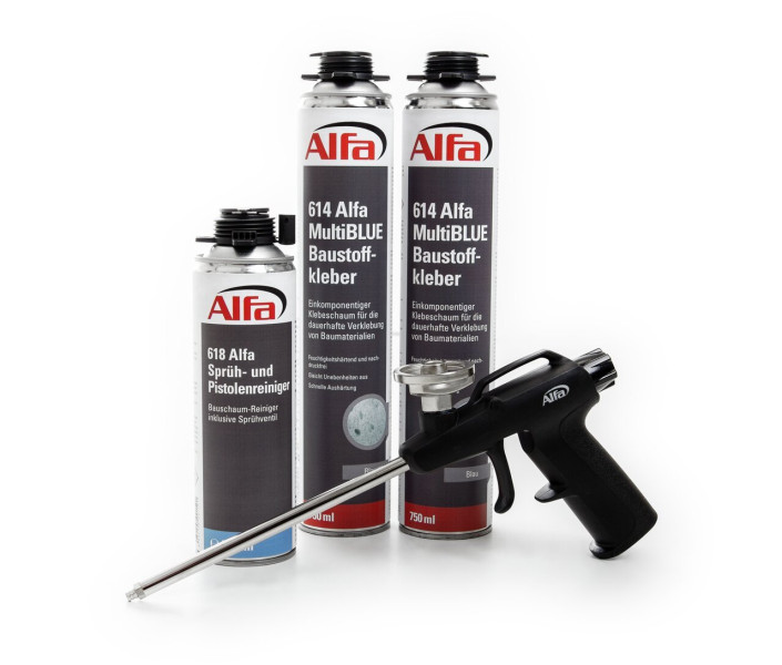 615 Alfa MultiBLUE - MiniSet (MultiBlue Baustoffkleber, Pistole, Reiniger)